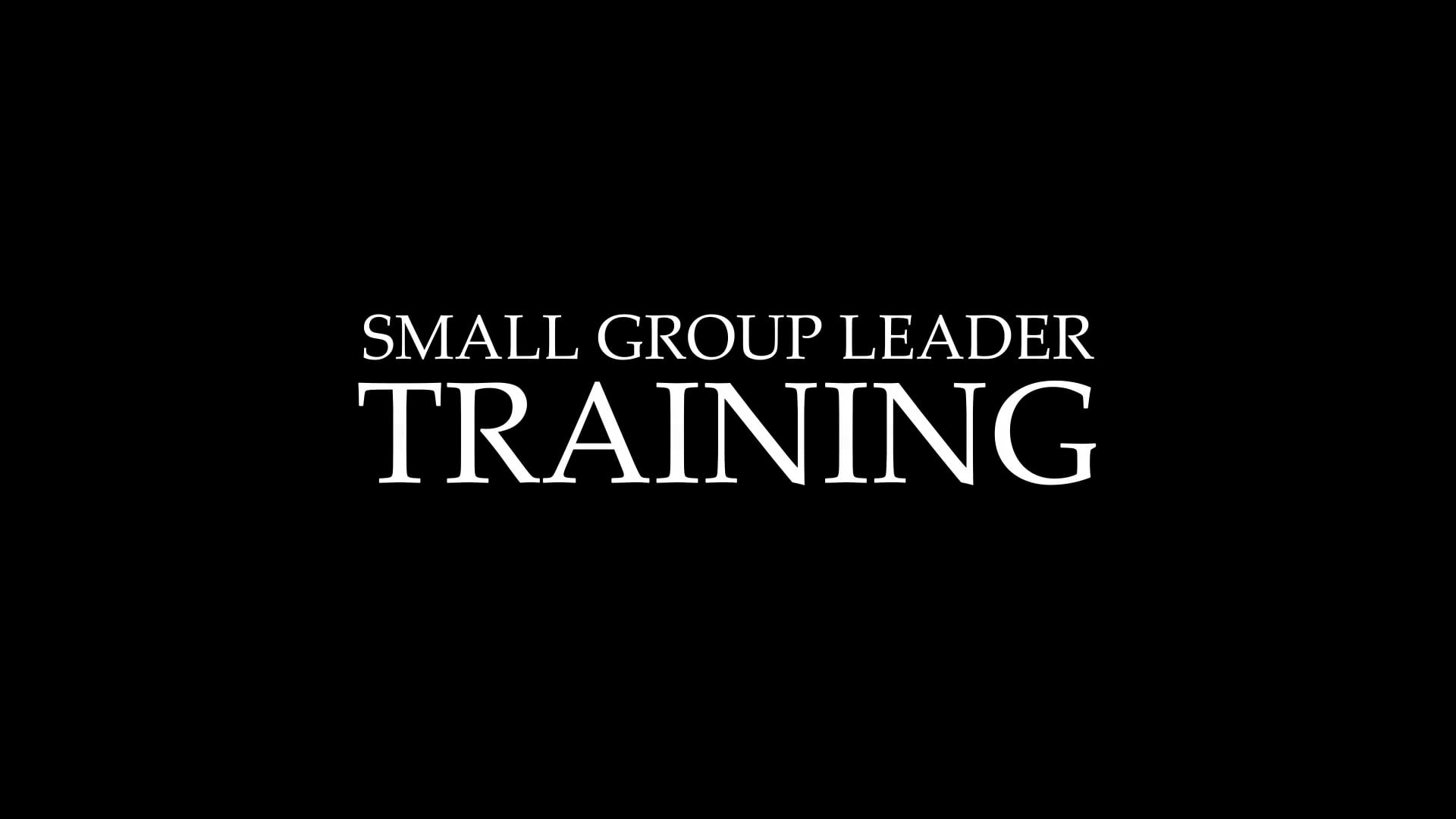 Small Group Leading Training